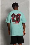 Erkek Baskılı Tişört Kısa Kol Bisiklet Yaka Oversize T-shirt - Mint Yeşili