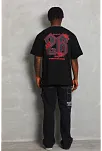Erkek Baskılı Tişört Kısa Kol Bisiklet Yaka Oversize T-shirt - Siyah