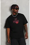 Erkek Baskılı Tişört Kısa Kol Bisiklet Yaka Oversize T-shirt - Siyah