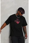 Erkek Baskılı Tişört Kısa Kol Bisiklet Yaka Oversize T-shirt - Siyah