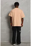 Erkek Düz Yazlık Kısa Kol Tişört Bisiklet Yaka Oversize T-shirt - Bej