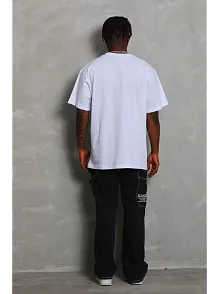 Erkek Düz Yazlık Kısa Kol Tişört Bisiklet Yaka Oversize T-shirt - Beyaz
