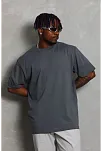 Erkek Düz Yazlık Kısa Kol Tişört Bisiklet Yaka Oversize T-shirt - Füme