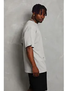 Erkek Düz Yazlık Kısa Kol Tişört Bisiklet Yaka Oversize T-shirt - Gri