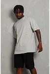 Erkek Düz Yazlık Kısa Kol Tişört Bisiklet Yaka Oversize T-shirt - Gri