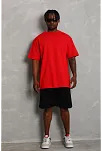 Erkek Düz Yazlık Kısa Kol Tişört Bisiklet Yaka Oversize T-shirt - Kırmızı