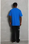 Erkek Düz Yazlık Kısa Kol Tişört Bisiklet Yaka Oversize T-shirt - Mavi