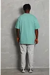 Erkek Düz Yazlık Kısa Kol Tişört Bisiklet Yaka Oversize T-shirt - Mint Yeşili