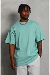 Erkek Düz Yazlık Kısa Kol Tişört Bisiklet Yaka Oversize T-shirt - Mint Yeşili