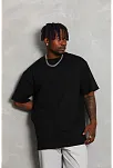 Erkek Düz Yazlık Kısa Kol Tişört Bisiklet Yaka Oversize T-shirt - Siyah