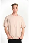 Erkek Düz Penye Tişört Bisiklet Yaka Kısa Kol Regular Fit T-shirt - Bej