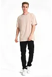 Erkek Düz Penye Tişört Bisiklet Yaka Kısa Kol Regular Fit T-shirt - Bej