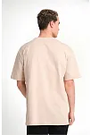 Erkek Düz Penye Tişört Bisiklet Yaka Kısa Kol Regular Fit T-shirt - Bej