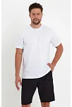 Erkek Düz Penye Tişört Bisiklet Yaka Kısa Kol Regular Fit T-shirt - Beyaz