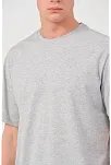 Erkek Düz Penye Tişört Bisiklet Yaka Kısa Kol Regular Fit T-shirt - Gri