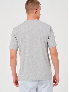 Erkek Düz Penye Tişört Bisiklet Yaka Kısa Kol Regular Fit T-shirt - Gri