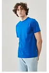 Erkek Düz Penye Tişört Bisiklet Yaka Kısa Kol Regular Fit T-shirt - Mavi