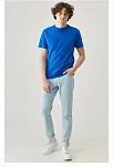 Erkek Düz Penye Tişört Bisiklet Yaka Kısa Kol Regular Fit T-shirt - Mavi