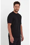 Erkek Düz Penye Tişört Bisiklet Yaka Kısa Kol Regular Fit T-shirt - Siyah