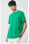 Erkek Düz Penye Tişört Bisiklet Yaka Kısa Kol Regular Fit T-shirt - Yeşil