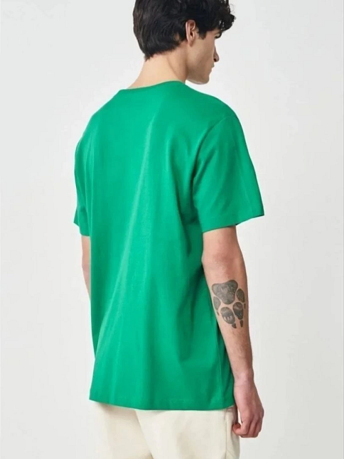 Erkek Düz Penye Tişört Bisiklet Yaka Kısa Kol Regular Fit T-shirt - Yeşil