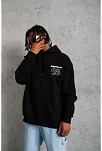Erkek 98 Baskılı Kapüşonlu 3 İplik Pamuklu Hoodie Sweatshirt - Siyah