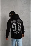 Erkek 98 Baskılı Kapüşonlu 3 İplik Pamuklu Hoodie Sweatshirt - Siyah