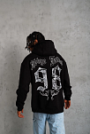 Erkek 98 Baskılı Kapüşonlu 3 İplik Pamuklu Hoodie Sweatshirt - Siyah