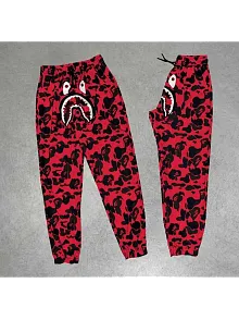 Unisex Pubg Bape X Shark Eşofman Altı - Kırmızı