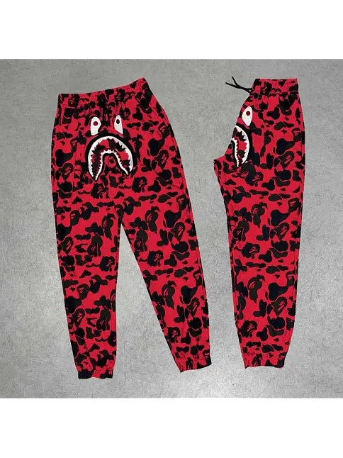 Unisex Pubg Bape X Shark Eşofman Altı - Kırmızı