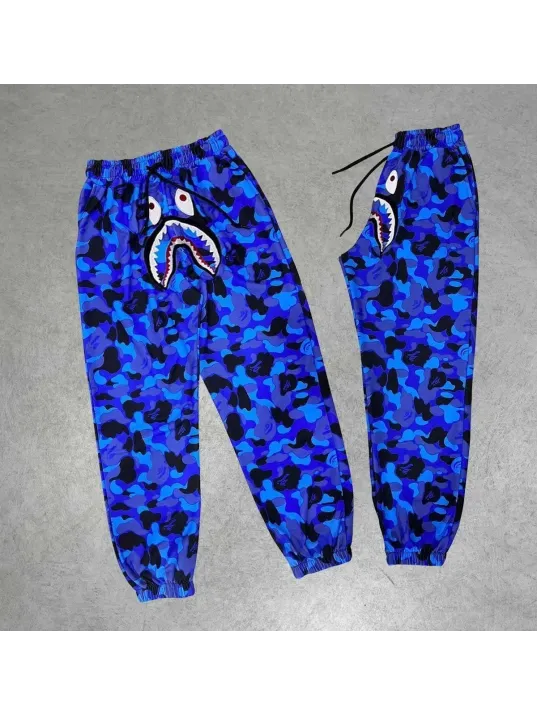 Unisex Pubg Bape X Shark Eşofman Altı - Mavi