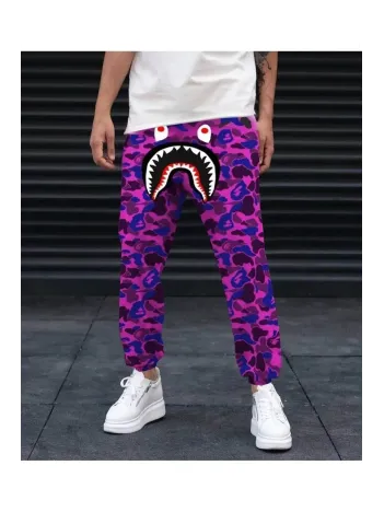 Unisex Pubg Bape X Shark Eşofman Altı - Mor