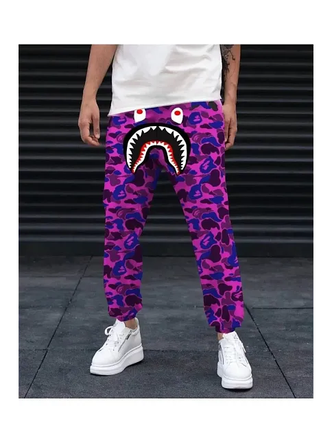 Unisex Pubg Bape X Shark Eşofman Altı - Mor