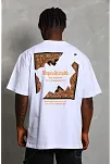 Erkek Baskılı Tişört Kısa Kol Bisiklet Yaka Oversize T-shirt - Beyaz