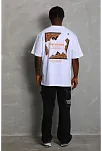 Erkek Baskılı Tişört Kısa Kol Bisiklet Yaka Oversize T-shirt - Beyaz