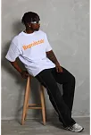 Erkek Baskılı Tişört Kısa Kol Bisiklet Yaka Oversize T-shirt - Beyaz