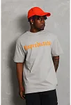 Erkek Baskılı Tişört Kısa Kol Bisiklet Yaka Oversize T-shirt - Gri