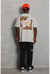 Erkek Baskılı Tişört Kısa Kol Bisiklet Yaka Oversize T-shirt - Gri