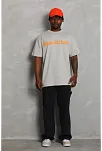 Erkek Baskılı Tişört Kısa Kol Bisiklet Yaka Oversize T-shirt - Gri