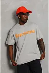 Erkek Baskılı Tişört Kısa Kol Bisiklet Yaka Oversize T-shirt - Gri