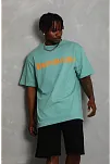 Erkek Baskılı Tişört Kısa Kol Bisiklet Yaka Oversize T-shirt - Mint Yeşili