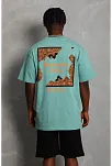 Erkek Baskılı Tişört Kısa Kol Bisiklet Yaka Oversize T-shirt - Mint Yeşili