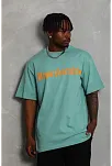 Erkek Baskılı Tişört Kısa Kol Bisiklet Yaka Oversize T-shirt - Mint Yeşili