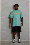 Erkek Baskılı Tişört Kısa Kol Bisiklet Yaka Oversize T-shirt - Mint Yeşili