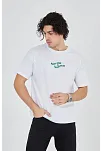 Erkek Baskılı T-shirt Kısa Kol Bisiklet Yaka Regular Fit Rahat Kalıp Günlük Tişört - Beyaz