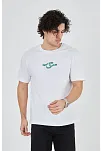 Erkek Baskılı T-shirt Kısa Kol Bisiklet Yaka Regular Fit Rahat Kalıp Günlük Tişört - Beyaz