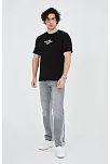 Erkek Baskılı T-shirt Kısa Kol Bisiklet Yaka Regular Fit Rahat Kalıp Günlük Tişört - Siyah
