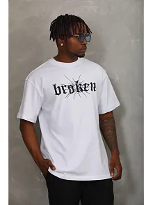 Erkek Baskılı T-shirt Kısa Kol Bisiklet Yaka Regular Fit Rahat Kalıp Günlük Tişört - Beyaz