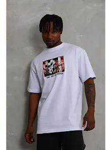 Erkek Baskılı T-shirt Kısa Kol Bisiklet Yaka Regular Fit Rahat Kalıp Günlük Tişört - Beyaz