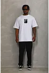 Erkek Kısa Kol Yazlık Tişört Bisiklet Yaka Baskılı Oversize T-shirt - Beyaz